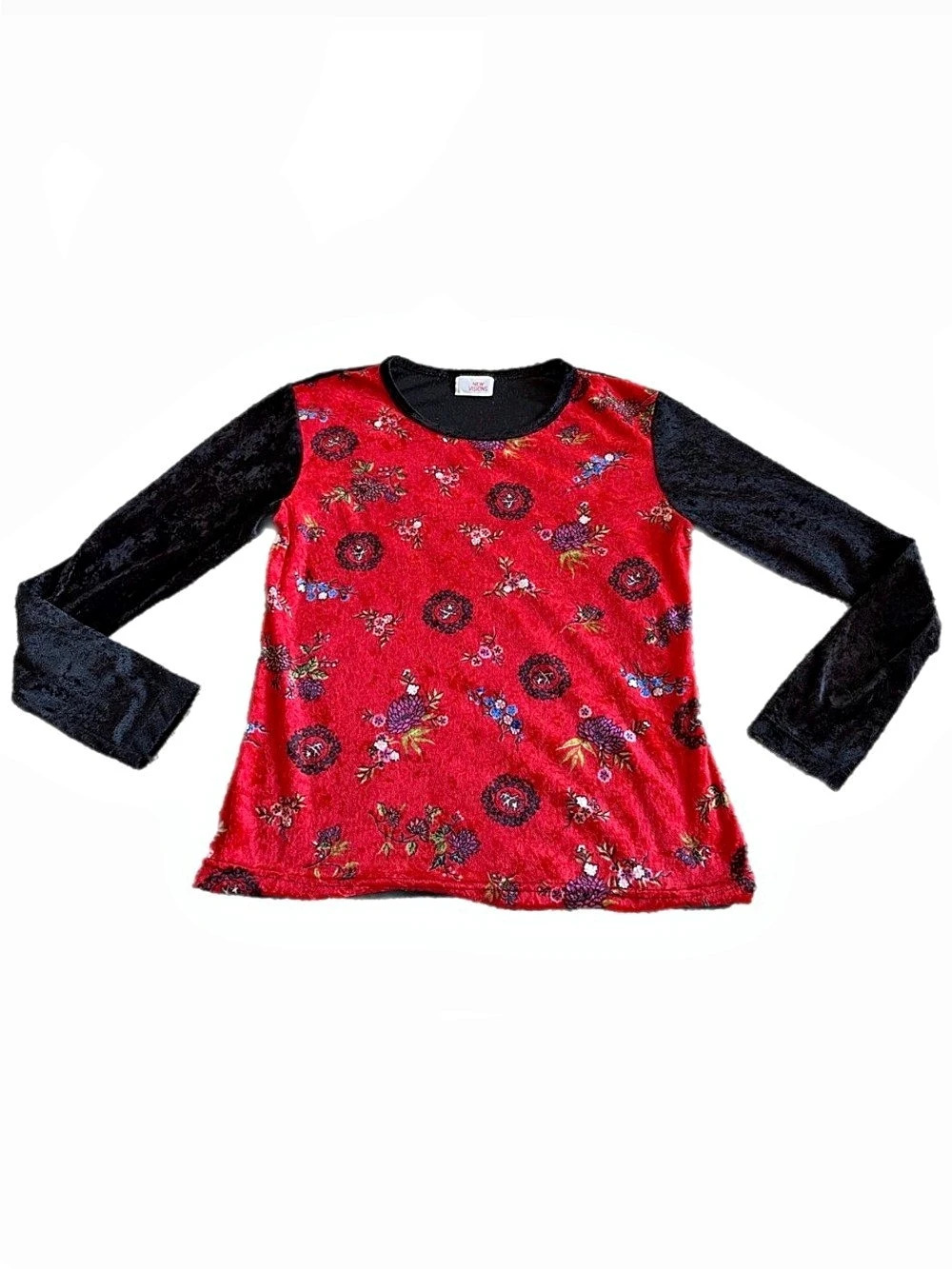 Vintage y2k mixed media velvet long sleeve